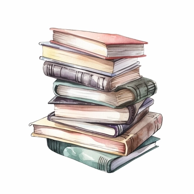 feminine watercolor line artwork clipart illustration of a school stack of books in neutral realistic colors, isolated on a white background, spaced out, 4k, hyper realistic