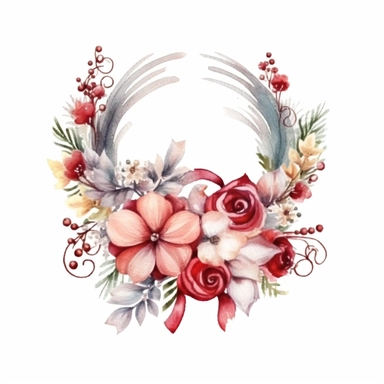 watercolor style, elegant christmas, clipart, isolated on white background, 4K