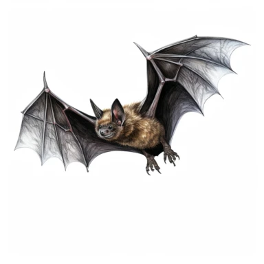 Bat full body, watercolor, sharp illustration clipart, insane detail, white background