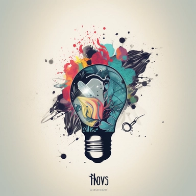 A stylish and trendy logo for a young and fresh clothing brand called XNovo, featuring a clip art logo - Bulb and brain, new idea, creating a sense of modernity and fashion-forwardness, Illustration, using a digital art tablet and brush tool