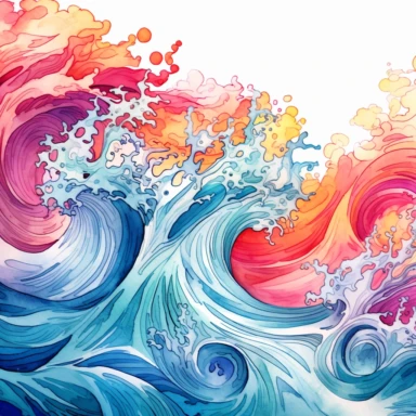 Get lost in the symphony of colors and patterns within the Watercolor Ocean Waves, a visual delight for the senses. clipart, on white background