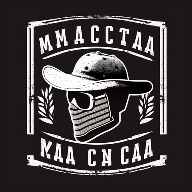 logo formexican cartel, simple design, clipart, ar-15, border wall, bricks of sugar, ski mask, flea market, 1980s vibe, minimalistic design, urban brand recognition, famous, high end marketing, 2 color vector image, simple yet stylish, positive impact, in the style of a tee-shirt logo