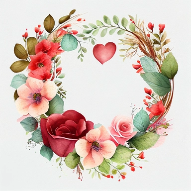 valentines wreath watercolor clipart