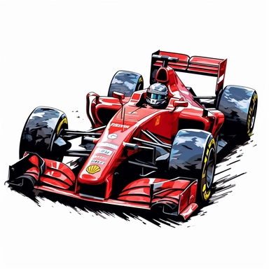 Clipart of the formula one car from Logan Sargeant with minimal details, aquarel colored cartoon style with thick borders. Only the car. White background, no floor, no shadow