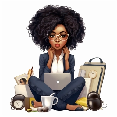 imagination, Boss lady black girl clipart, white background