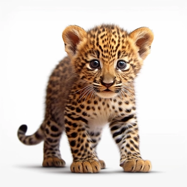 leopard safari baby animal photorealistic clipart,on white background