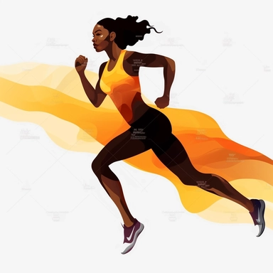 handpainted modern black woman exercising clipart