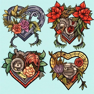 Stethoscope Split Monogram SVG Bundle, Hand Drawn Nurse SVG, Stethoscope Heart, Floral SVG, Doctor Svg Cut File, Nurse Clipart Doctor design professional sublimation in the style of detailed illustrations, colorful caricature, realistic brushwork, cross-hatching, 2d game art, silver and red, bold stencil highly detailed, ultra quality for printing , and high-quality illustration 8k