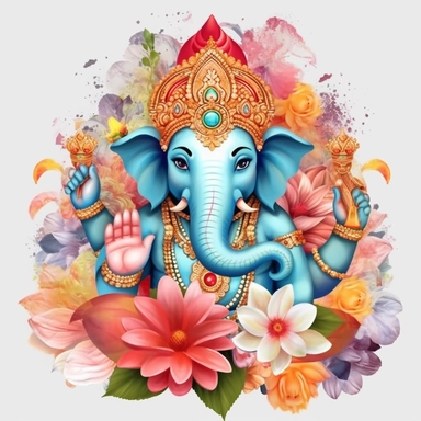 indian, god clipart, ganesha clipart, flower art, blank background