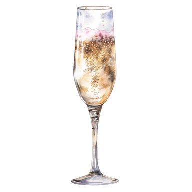 Champagne Flute watercolor clipart, white background, neutral muted colors, light pinks and neutrals, high quality, hyperrealistic, detailed, royal, english, vintage