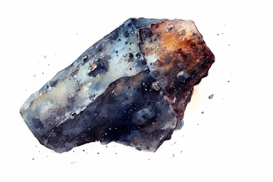 Watercolor, Generate an image showcasing a U-type asteroid, composed of rare metal-rich materials clipart, hd, on a white background, spaced out
