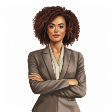 realistic illustration of African American woman in a leadership position: Illustrate a clipart portraying an African American woman in a leadership role, such as a CEO, manager, or community leader, to represent empowerment, influence, and inspiration. clipart, isolated on white background, 4K