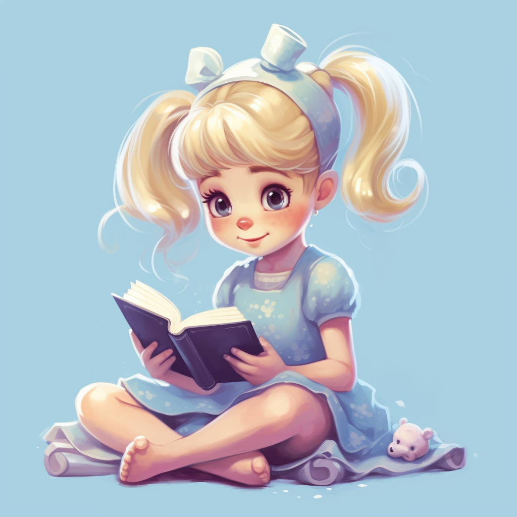 girl reading clipart