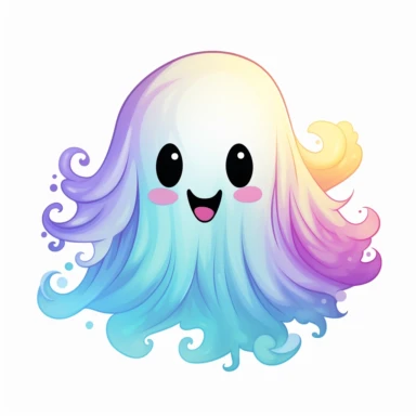 Kawaii Ghost Clipart Rainbow Halloween clipart. white background