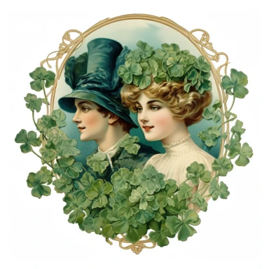 vintage postcard st patricks day watercolor clipart