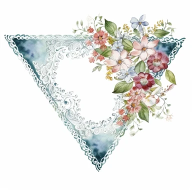 Watercolor Lacy Floral Corners Clipart, white isolated background, space out, hd