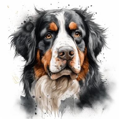 Bernese Mountain Dog clipart, original hand drawing, watercolor, understated and flawless for t shirt and cup printing, happy cute smily Basset Hound , transparent background, realistic painting, portrait without writing , style of the artwork, mood of the aartwork, vector, contour , white background, 8K quality, ultra detailed , without signature and without meaningless lines, clipart, white background, High Quality, no writting background, no writting, ultra detailed, no symbol, without logo a