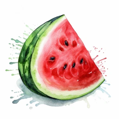 watercolor colorful clipart of a juicy watermelon slice, hd, on white background