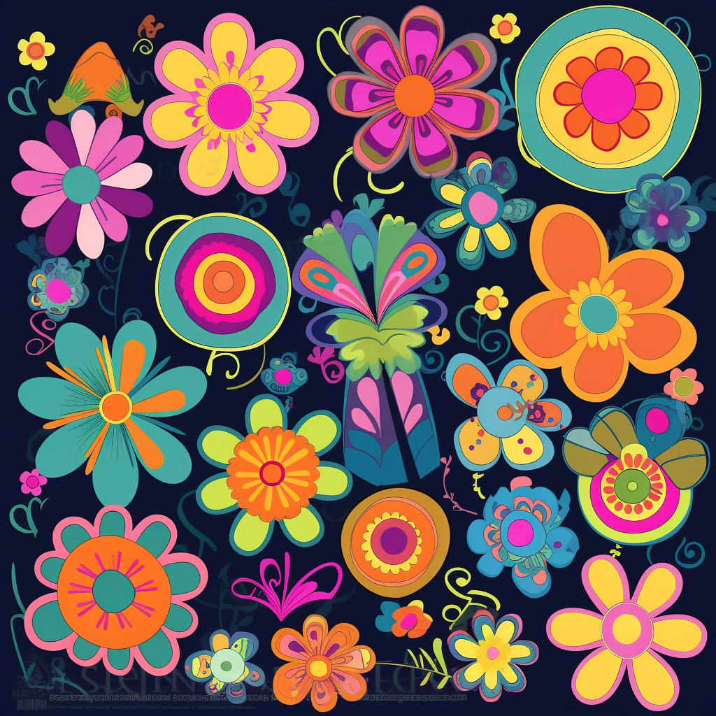 Groovy Flowers Clipart - Clip Art Library