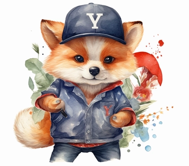 create watercolor clipart of letter Y , cute animal in baseball costumes with baseball, incredibly high detail, 16k, gorgeous, white background