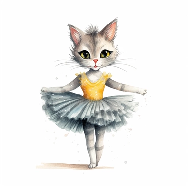 Axel scheffler illustration style ballerina cat, high definition, 16k, insanely detailed, fine detail, sharp focus, illustration, white background, isolated clipart vector