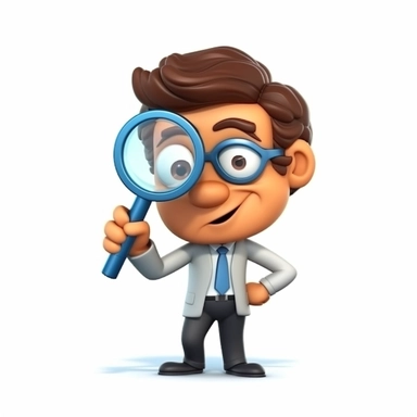 3d render. 3d Search icon. 3d Cartoon character hand holds big magnifying glass lens. Business of science clip art isolated on white background png white background