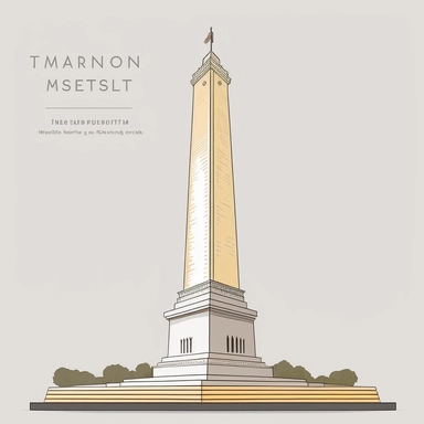 clipart, front view of the washington monument at washington dc, white background, simple lines , no shading