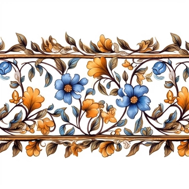 Clipart,Floral header design, white background, tile