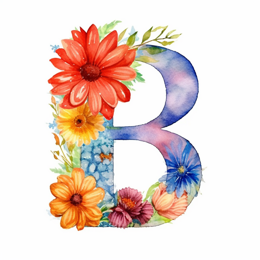 watercolor letter D with colorful flowers clipart, single clipart, high ...