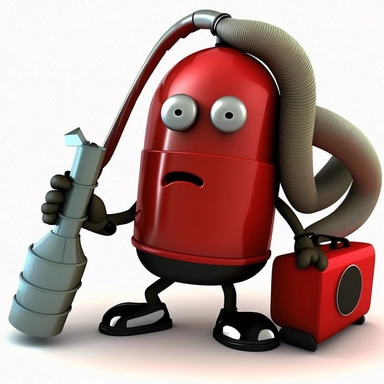 clipart illustration of anthropomorphic vacuum cleaner with boxing gloves