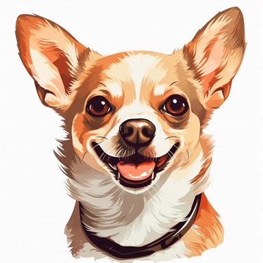 clipart of a happy chihuahua, americana style, portrait, white background, vector style