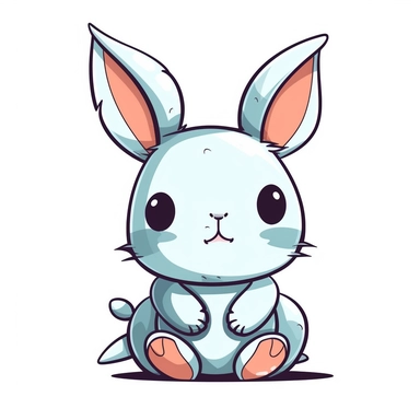 vector icon, digital art icon, a cute rabbit, white background, wise, simple shapes, clipart, anime, chibi, vivid colors, superb, vector, easter style