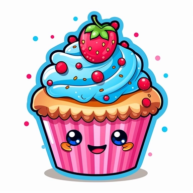 cute cupcake cartoon cliparts stickers