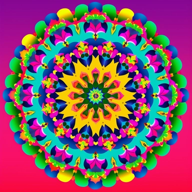 a kaleidoscope of bright colors in an Asian style shapes within clipart no fonts no words no letters