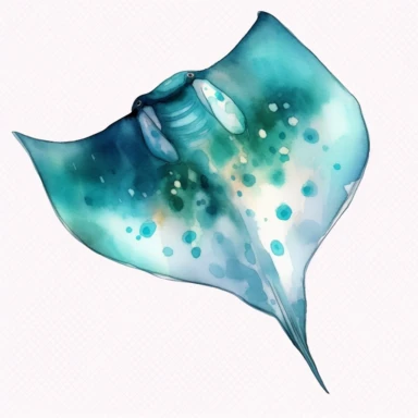 watercolor, Manta Ray turquoise body png Full body realistic cartoon in 32K UHD cute. 15 cm thick outline. There was no shadow on the ground. 8k with realistic watercolors and detailed illustrations. PNG clipart, transparent white background