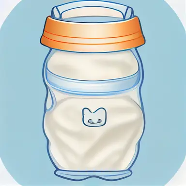 baby milk bottle with a diaper on, clipart style