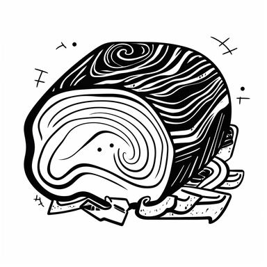 ham ,sticker, minimal lines, minimalism, black and white, clipart