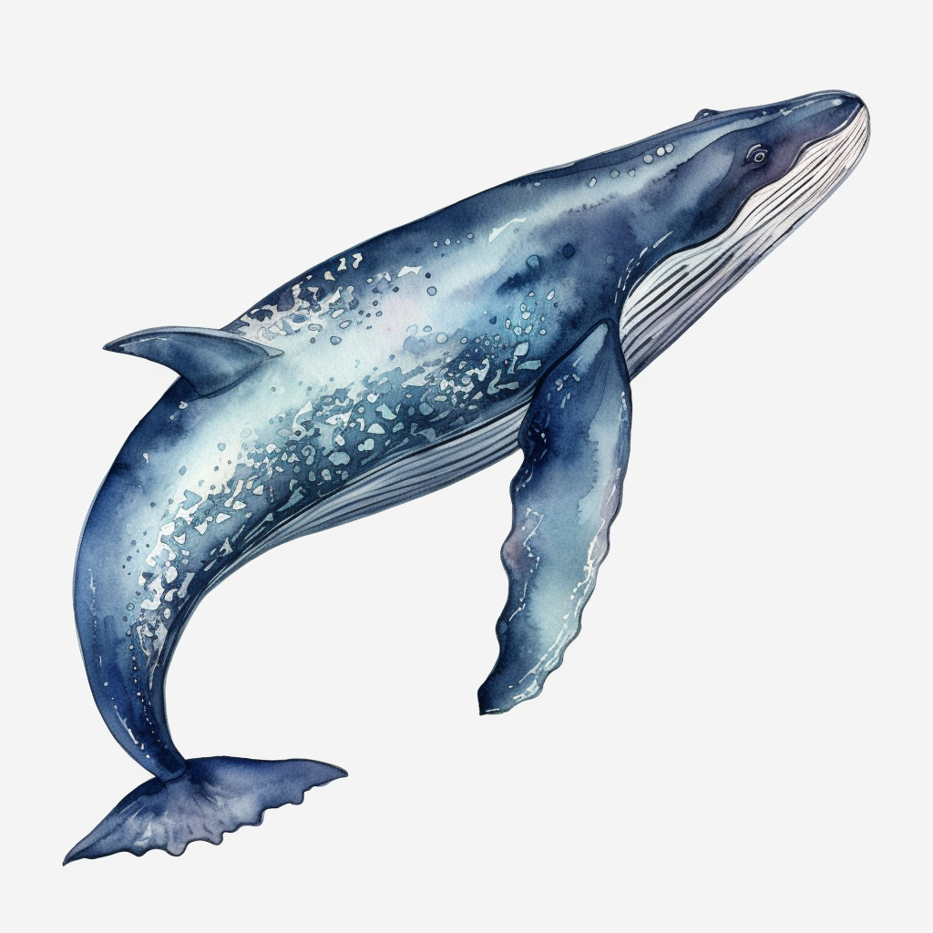 A Watercolor Blue whale, full body, vividly bold designs png realistic ...