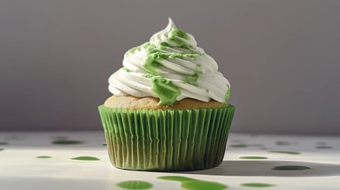 incredible detailed acrylic hyperrealism painted , cupcake with matcha glossy cream, clipart, hyperrealism, clear picture in high resolution, highlights , white background, appetizing, clear and contrast image, very detailed drawing, menu illustration, realism, high quality, lighting like in a photo studio, backlight, reflections, hd photo-realistic, ultra sharp, simplicity, higher coherence, minimalism, ultra detailed, hyper realistic details, beautiful, modern, OC rendered, 32k uhd , insane de