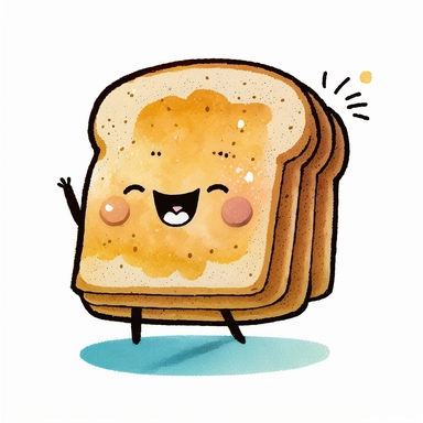 a cute cartoon toast bread. Watercolor clipart.