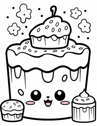 Let your creativity flow with a kawaii bread loaf, with a friendly face and a soft, brown crust. Use warm colors to make it inviting! For Simple Coloring page,Big eyes,line art, thick lines, black and white,clipart, illustration, on white background,Detailed,Details