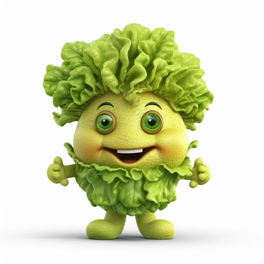 Cute lettuce man, clipart, 8k, white background