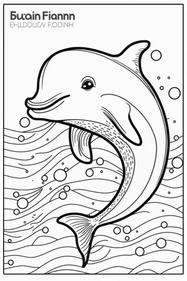 a cute dolphin swimming, black and white clipart for a kids coloring page, simple and clean, thin line art, accurate features, proportionally sized, illustration style,