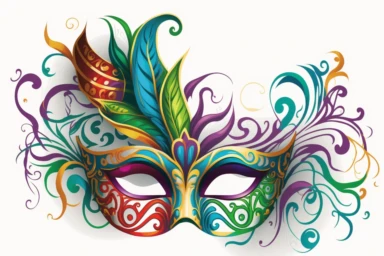 mardi gras mask colorful clipart white background