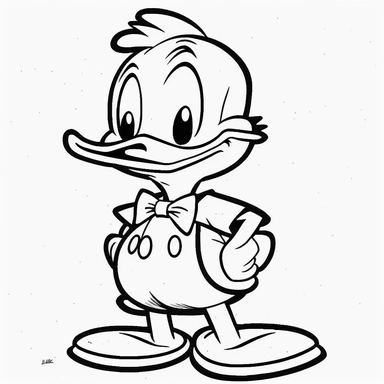 only outline of cartoon donald duck for children's drawing clipart