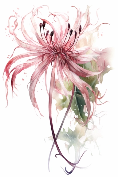 Halloween clipart, Pink Spider Lily Delicate watercolor illustration, White background, Cozy, clear picture, 8k, hd, isolatee on a white background, Wreath, Frame Clip Art