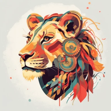 vector art, logo design, female lion drawing, female lion clipart, transparent background, 4k quality, flawless drawing jaguar, Alebrije, abstract, Illustrators, by Sabbas Apterus , no writing