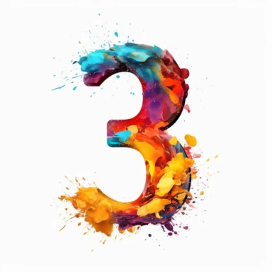 Number 3, clip art style, white background, masterpiece