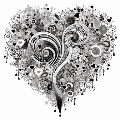 shirt graphic, Imagine a world where gratitude fills our hearts, radiating positivity and contentment black and white drawing, .dreamy, fireworks of MUSIC NOTES and scrolls, CONTOUR, VECTOR IMAGE, FLAT , simple, sharp, detailed, clipart , on a white background--no mockup
