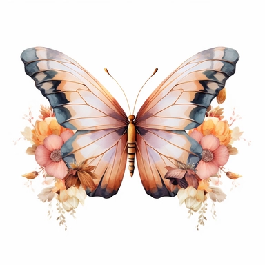 pastel color butterfly with a thick golden glittery border butterfly sitting on flowers, HD, Clipart